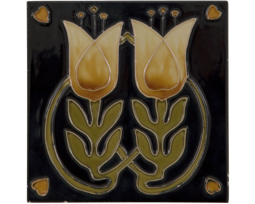Set of 10 Cream/Yellow Flower Tiles