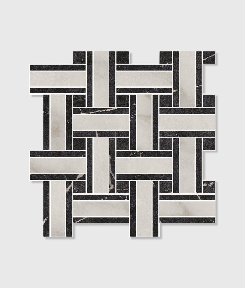 Ca'Pietra's East Village Porcelain Basketweave Mosaic Tiles