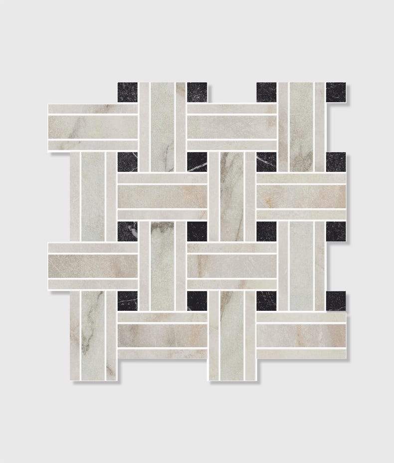 Ca'Pietra's East Village Porcelain Basketweave Mosaic Tiles
