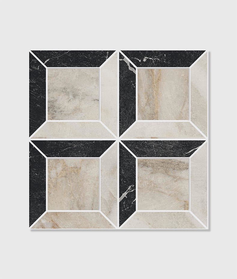 Ca'Pietra's East Village Porcelain Quadrant Mosaic Tiles