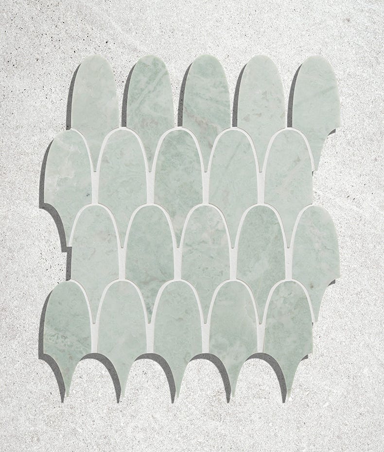 Ca'Pietra's East Java Marble Plume Mosaic Tiles