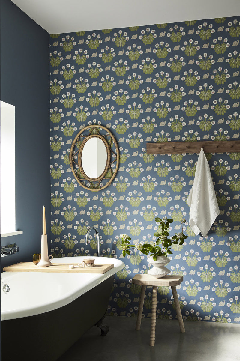 Little Greene's Burges Snail Wallpaper in Juniper