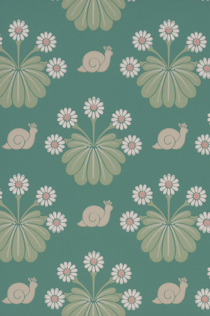Little Greene's Burges Snail Wallpaper in Ocean