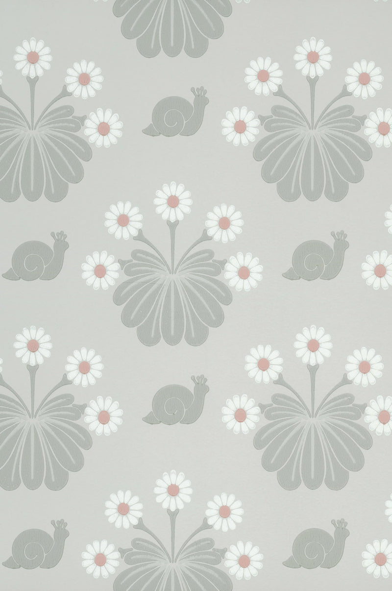 Little Greene's Burges Snail Wallpaper in Silver