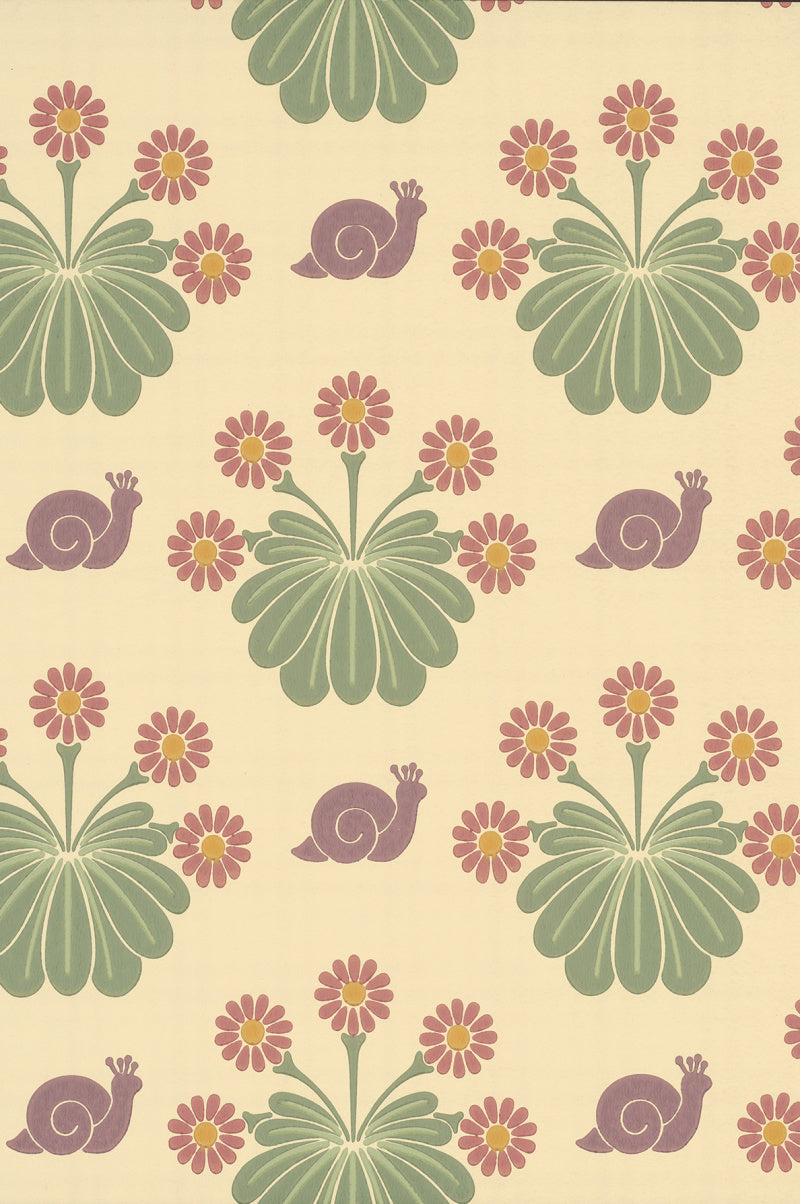 Little Greene's Burges Snail Wallpaper in Travertine