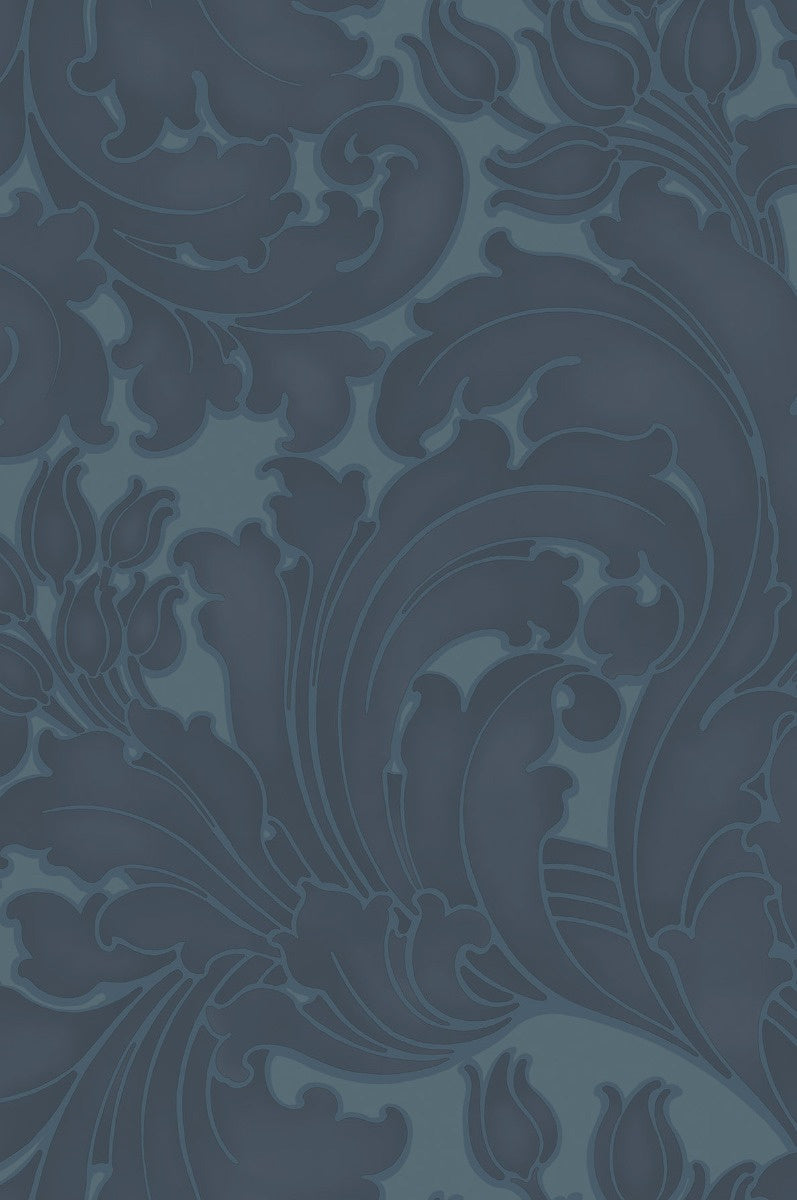 Little Greene's Tulip Wallpaper in Blue Black