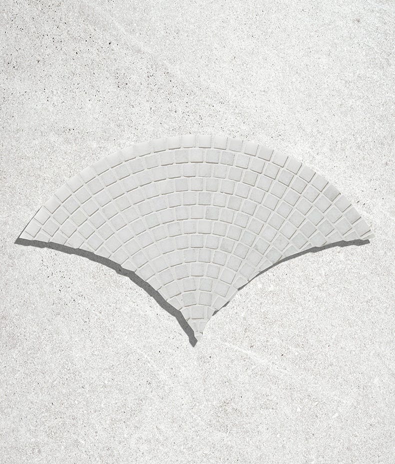 Ca'Pietra's Long Island Marble Honed Fan Mosaic Tiles