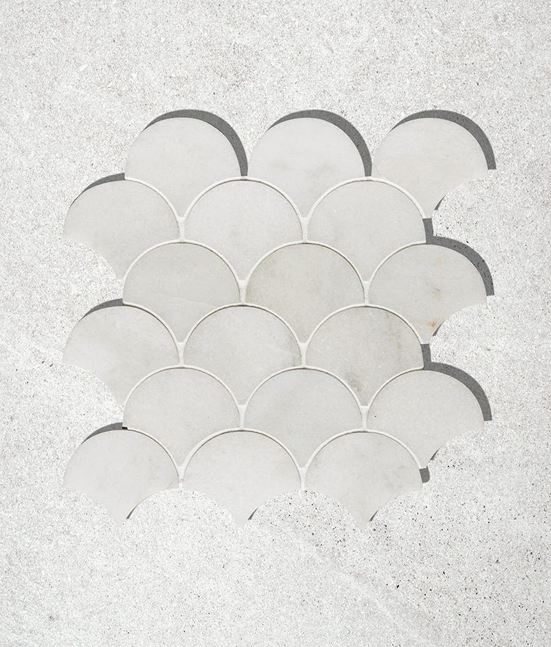Ca'Pietra's Long Island Marble Honed Scallop Tiles