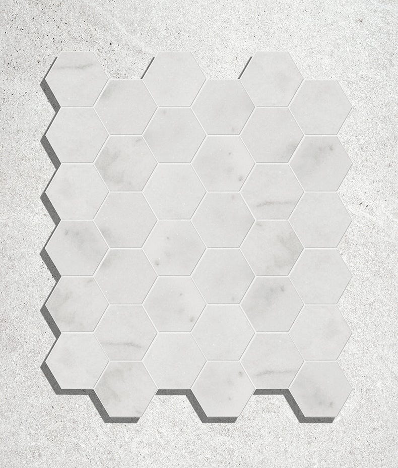 Ca'Pietra's Long Island Marble Small Hexagon Mosaic Tiles