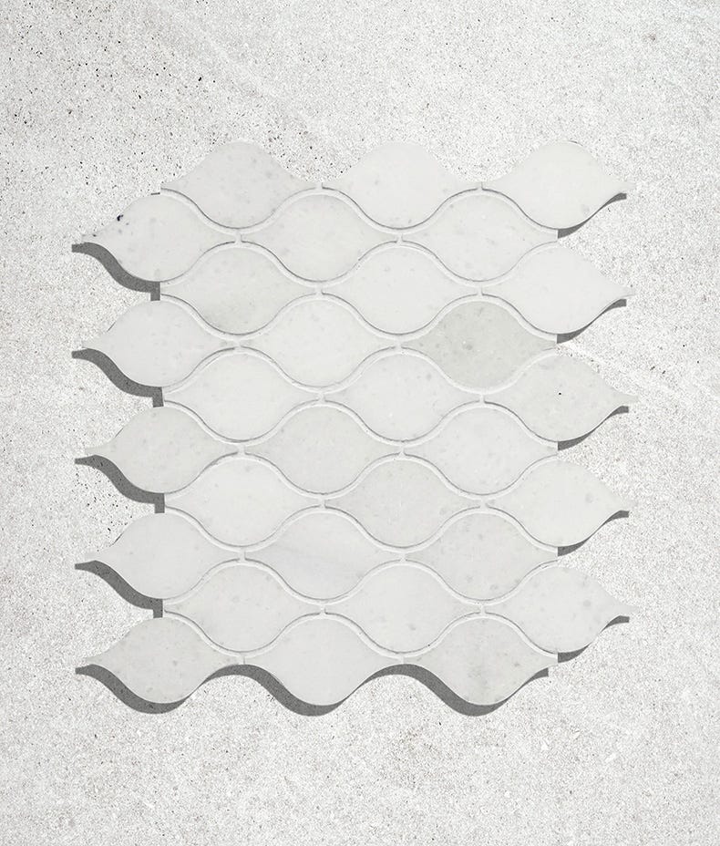 Ca'Pietra's Long Island Marble Honed Tear Drop Tiles