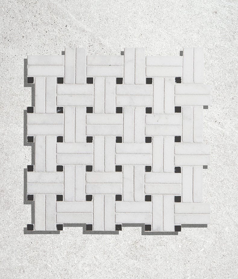 Ca'Pietra's Long Island Marble Honed Wicker Mosaic Tiles