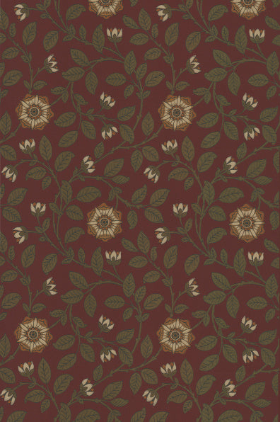 Little Greene's Richmond Green Wallpaper in Revival Red