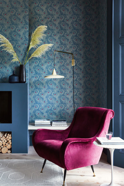 Little Greene's Carlton House Terrace Wallpaper in Blue Plume