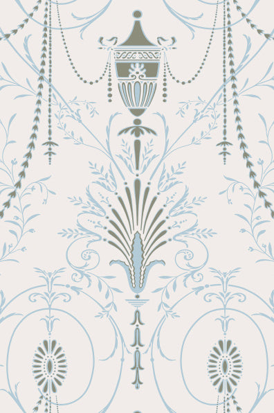 Little Greene's Marlborough Wallpaper in Crystal