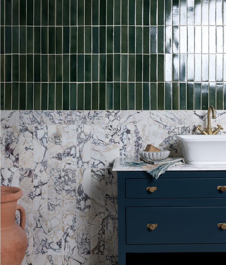 Ca'Pietra's Medici Viola Marble Honed Brick Tiles