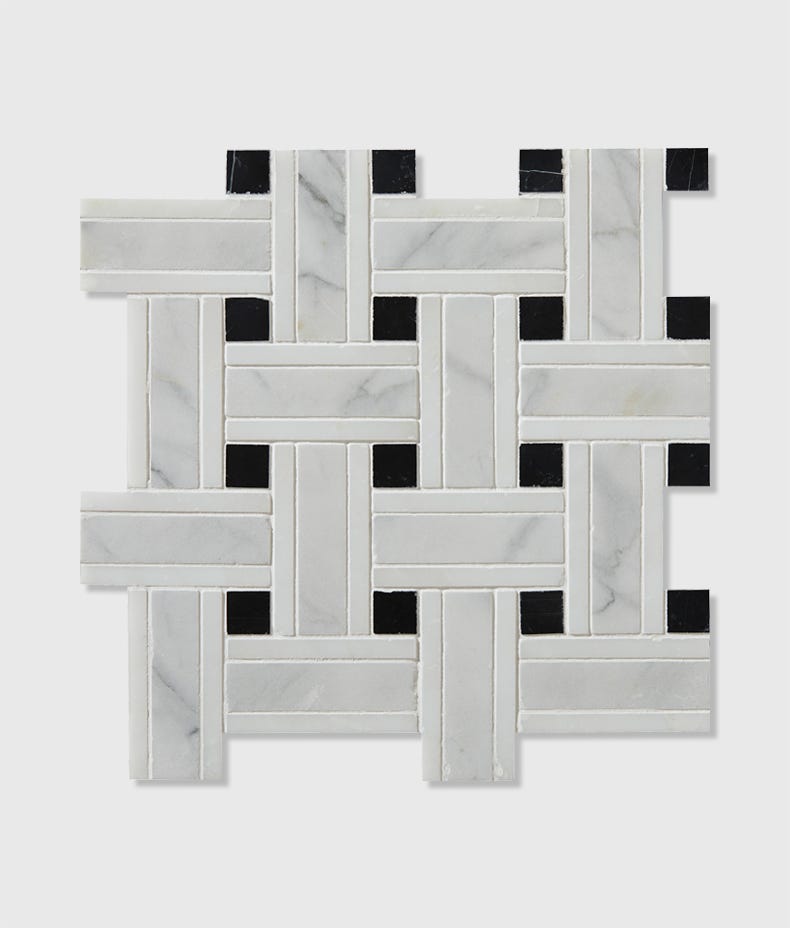 Ca'Pietra's Zen Marble Honed Grand Basket Weave Tiles