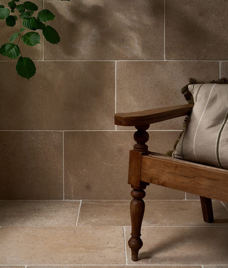 Ca'Pietra's Neranjo Blend Limestone Tumbled Finish Tiles
