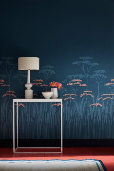 Little Greene's Achillea Wallpaper in Nighttide