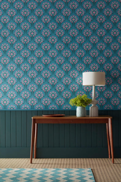 Little Greene's Hencroft Wallpaper in Azure