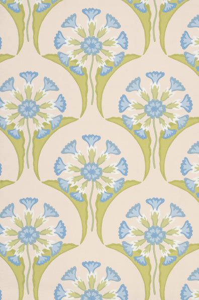 Little Greene's Hencroft Wallpaper in Blue Primula