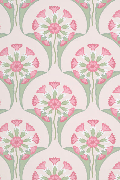 Little Greene's Hencroft Wallpaper in Pink Primula