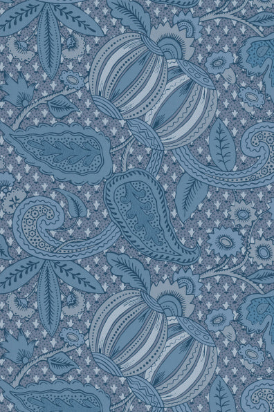 Little Greene's Pomegranate Wallpaper in Blue Scale