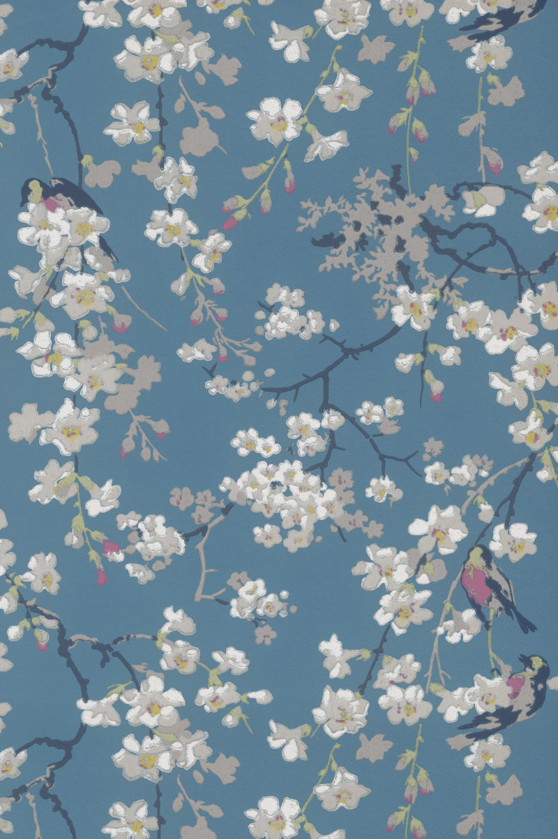 Little Greene's Massingberd Blossom Wallpaper in Deep Blue