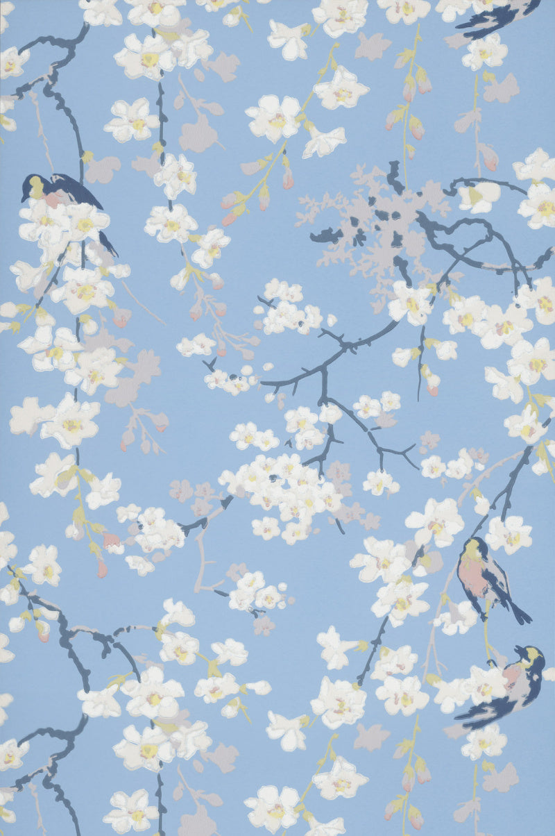 Little Greene's Massingberd Blossom Wallpaper in Pale Blue