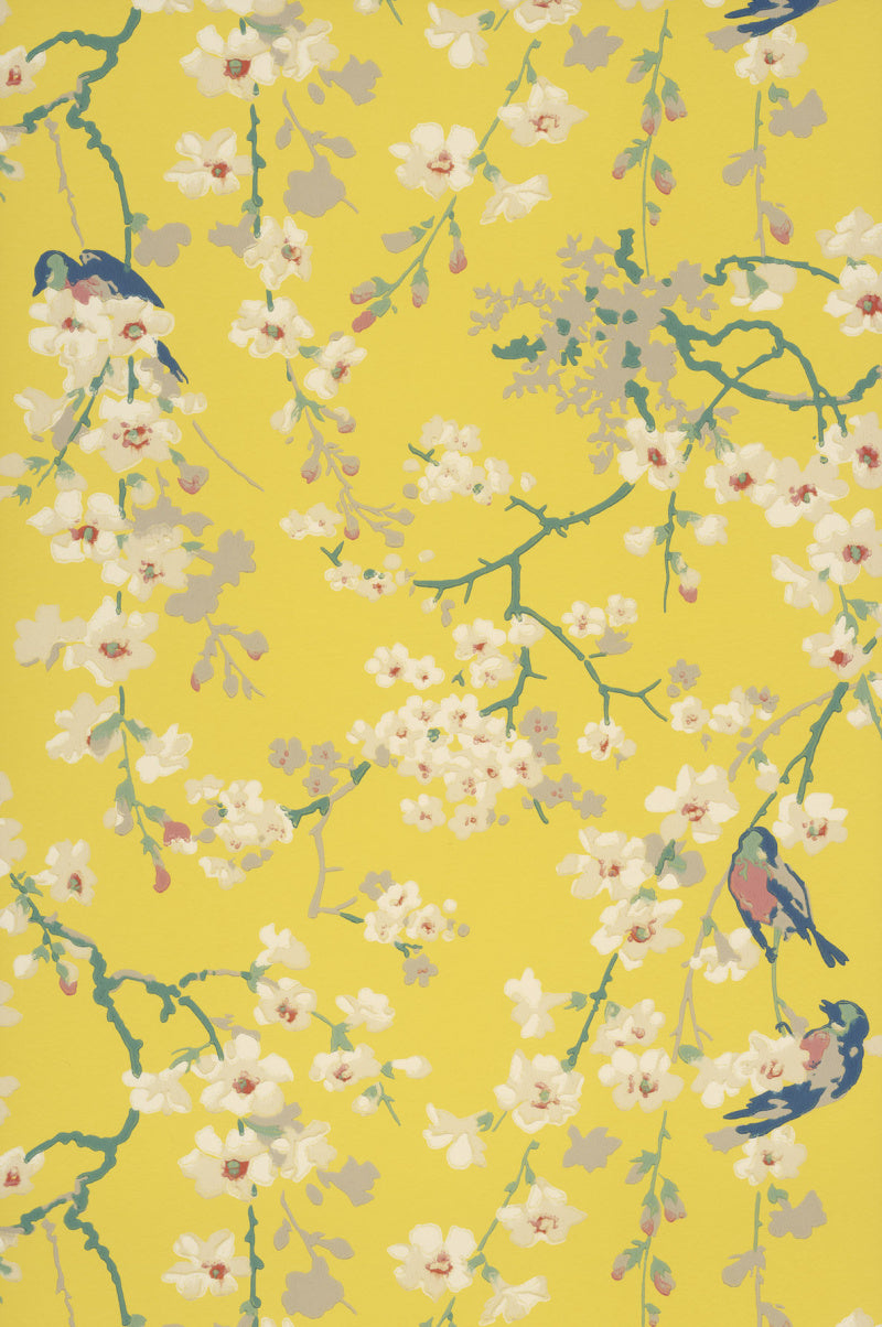 Little Greene's Massingberd Blossom Wallpaper in Yellow