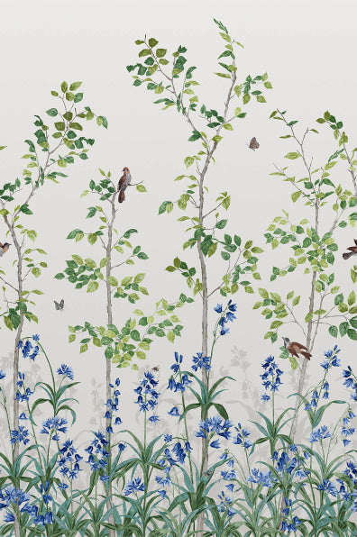 Little Greene's Bird & Bluebell  Wallpaper in Ceviche