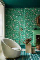 Little Greene's Briar Rose Wallpaper in Green Verditer