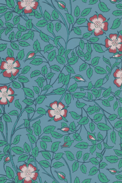 Little Greene's Briar Rose Wallpaper in Marine Blue