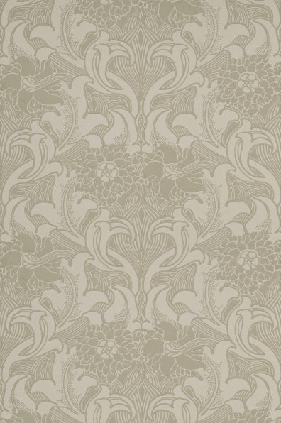 Little Greene's Dahlia Scroll Wallpaper in French Grey