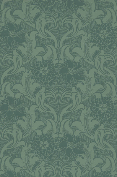 Little Greene's Dahlia Scroll Wallpaper in Tea With Florence