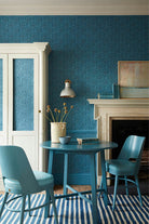 Little Greene's Hoja Wallpaper in Air Force Blue