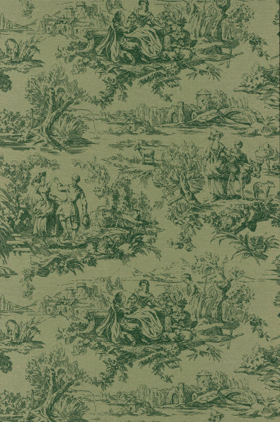 Little Greene's Lovers' Toile Wallpaper in Dark Brunswick Green