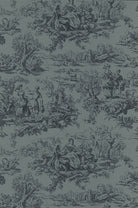 Little Greene's Lovers' Toile Wallpaper in Hicks' Blue