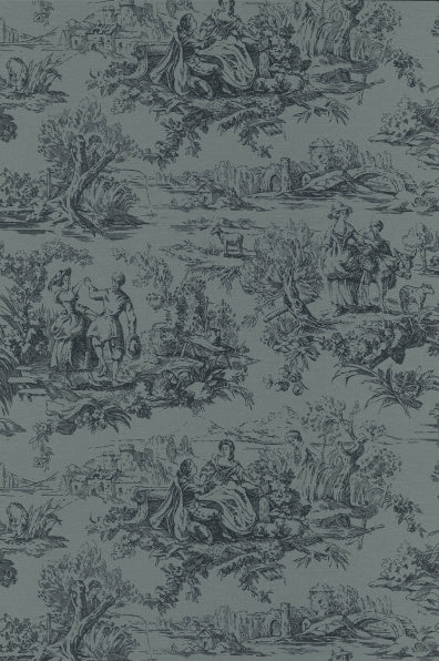 Little Greene's Lovers' Toile Wallpaper in Hicks' Blue
