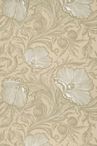 Little Greene's Poppy Trail Wallpaper in Portland Stone