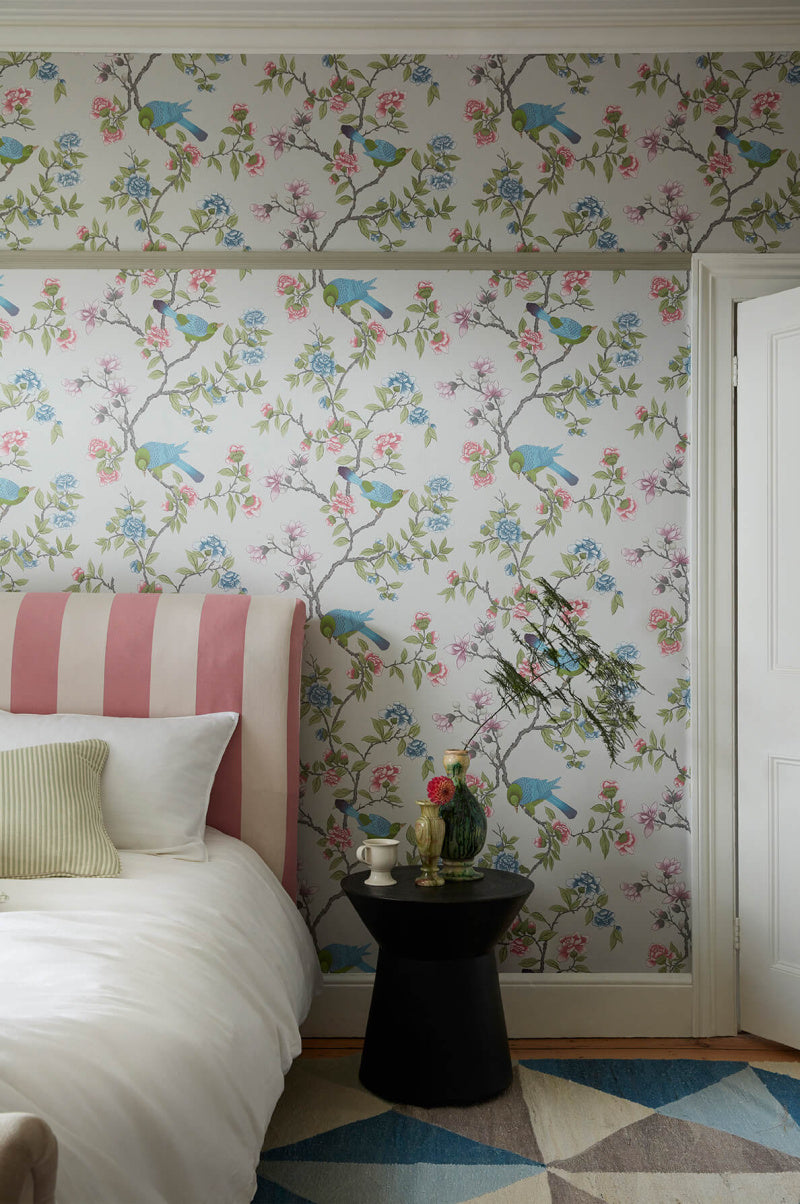 Little Greene's Aderyn Wallpaper in French Grey