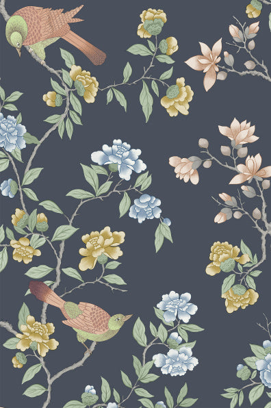 Little Greene's Aderyn Wallpaper in Hicks' Blue