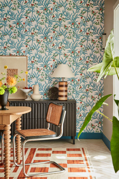 Little Greene's Bamboo Floral Wallpaper in Heat