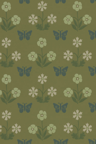 Little Greene's Burges Butterfly Wallpaper in Garden
