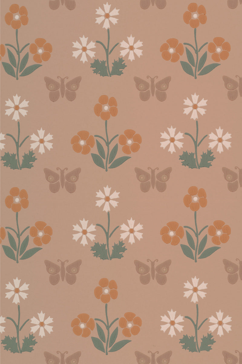 Little Greene's Burges Butterfly Wallpaper in Masquerade