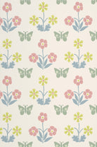 Little Greene's Burges Butterfly Wallpaper in Slaked Lime