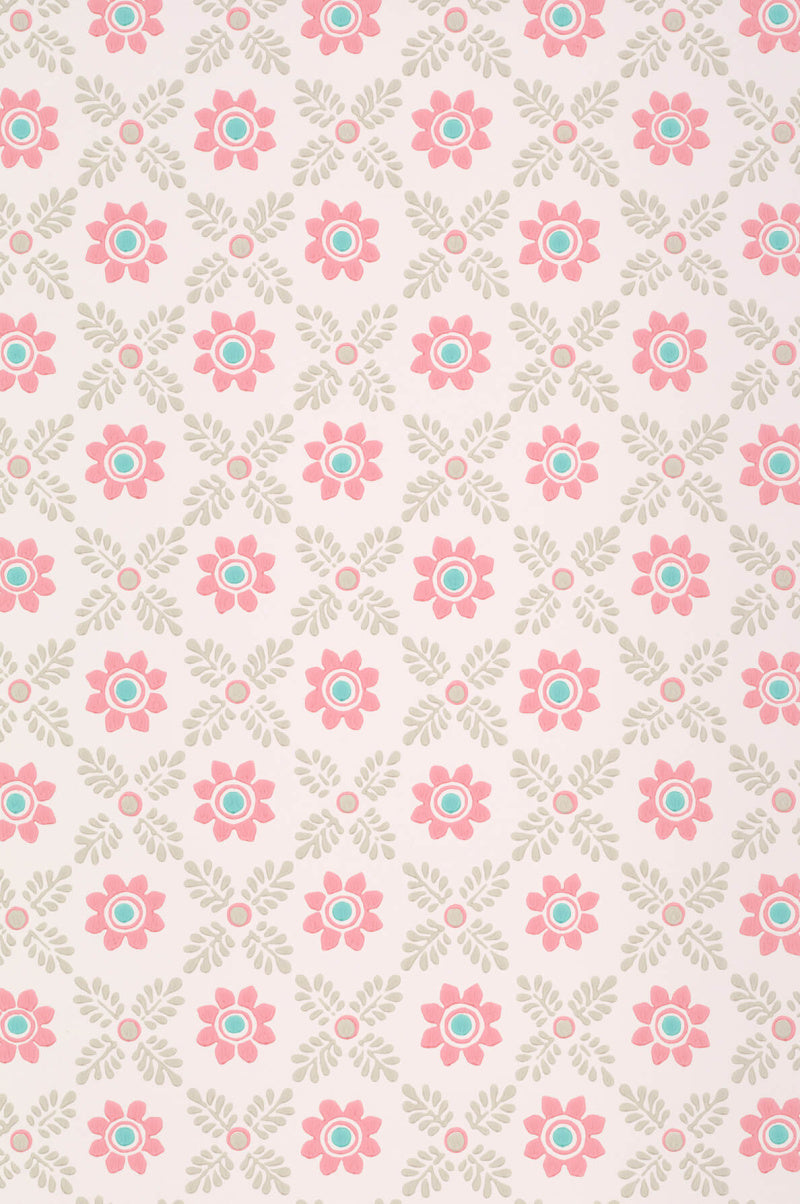 Little Greene's Ditsy Block Wallpaper in Carmine