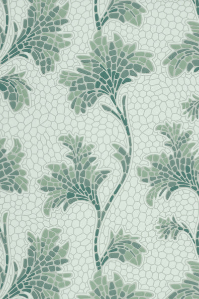 Little Greene's Mosaic Trail Wallpaper in Aquamarine