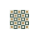 Geometric pattern featuring alternating yellow and white squares framed by dark green borders, arranged in a precise grid for a layered, three-dimensional effect.