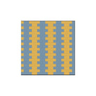 Victorian-style geometric tile pattern featuring alternating vertical stripes of golden yellow and slate blue interlocking rectangular shapes in a traditional layout.   