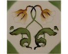 Set of 10 Orange Tulip Dark Green Leaf Tiles